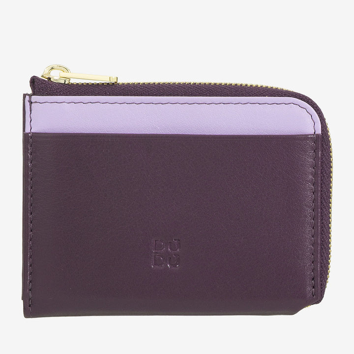 DUDU Cartera pequeña para hombre con cremallera, cartera RFID de piel colorida, tarjetero, diseño de bolsillo compacto