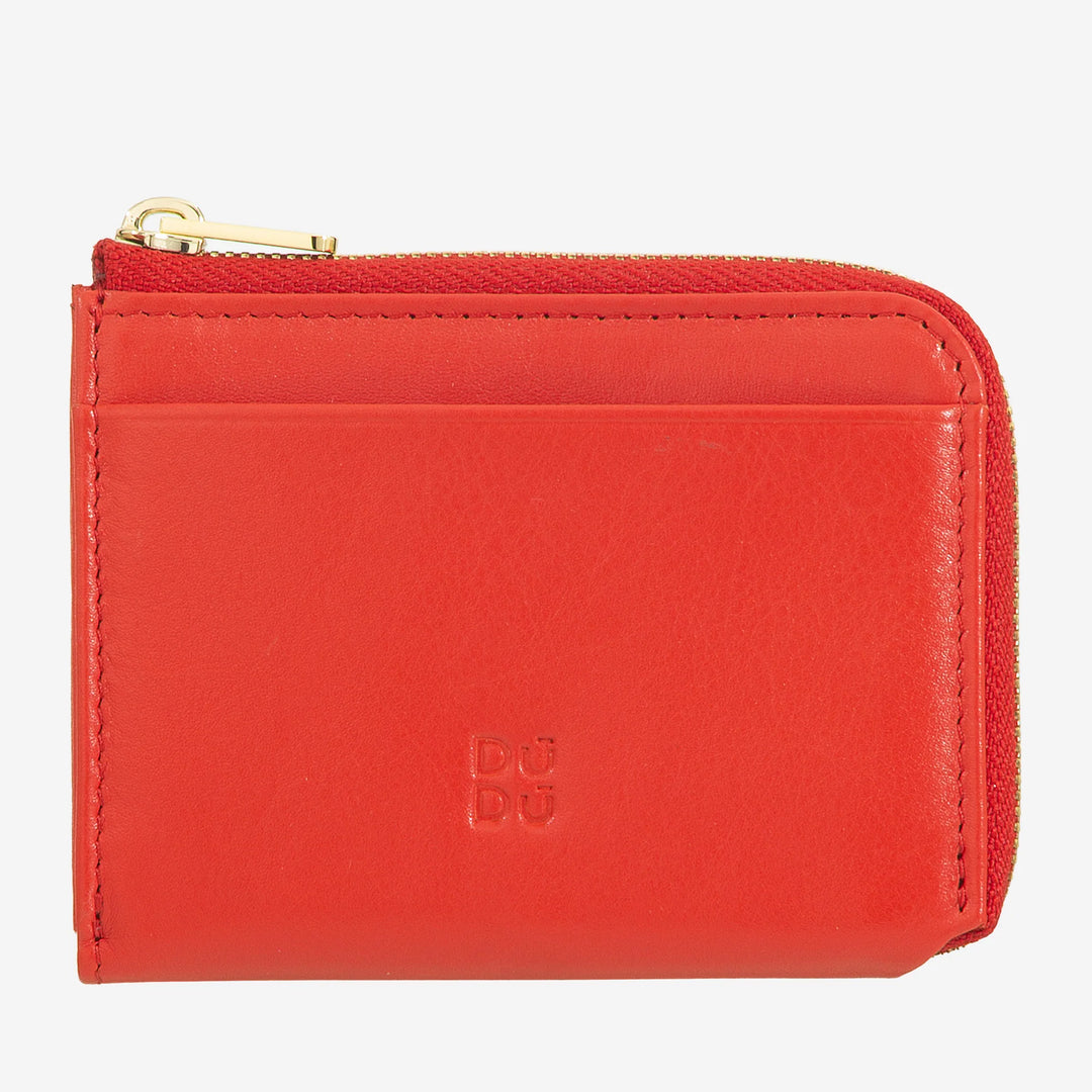 DUDU Cartera pequeña para hombre con cremallera, cartera RFID de piel colorida, tarjetero, diseño de bolsillo compacto
