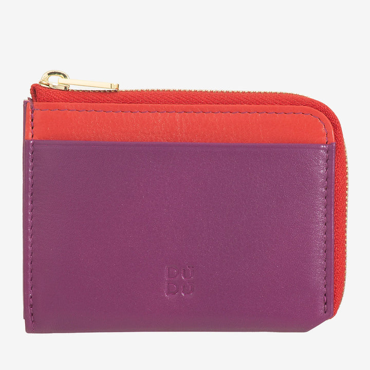 DUDU Cartera pequeña para hombre con cremallera, cartera RFID de piel colorida, tarjetero, diseño de bolsillo compacto
