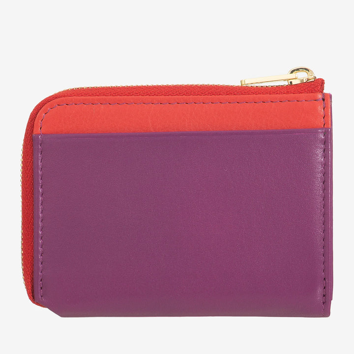 DUDU Cartera pequeña para hombre con cremallera, cartera RFID de piel colorida, tarjetero, diseño de bolsillo compacto