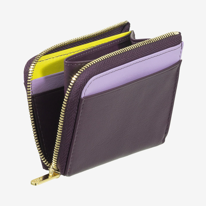 DUDU Cartera pequeña para hombre con cremallera, cartera RFID de piel colorida, tarjetero, diseño de bolsillo compacto