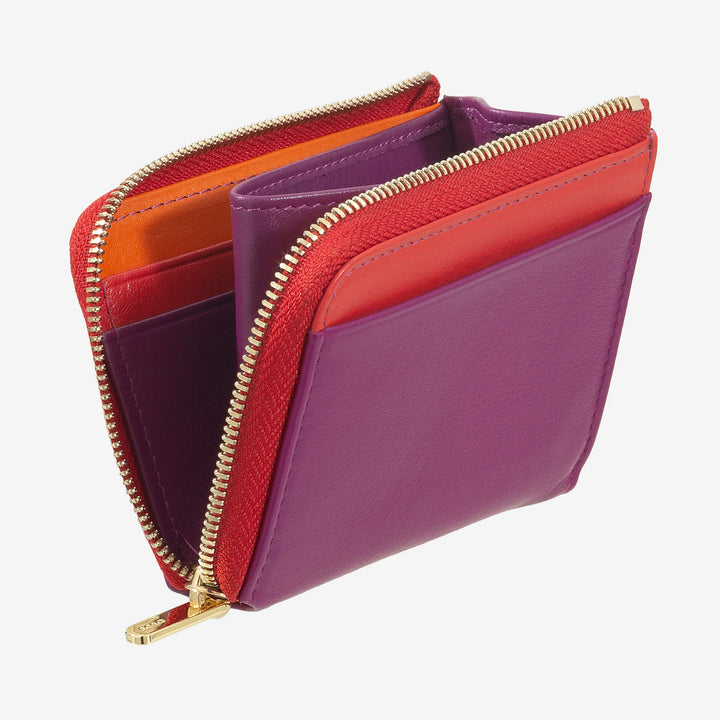 DUDU Cartera pequeña para hombre con cremallera, cartera RFID de piel colorida, tarjetero, diseño de bolsillo compacto