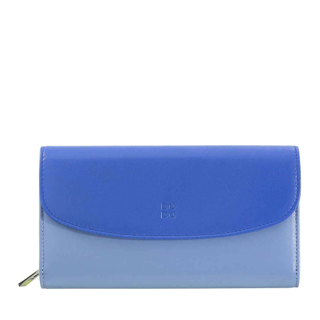 DUDU Cartera Grande de Mujer en Piel Auténtica, Blindada RFID, Carteras con Monedero con Cremallera, Múltiples Compartimentos