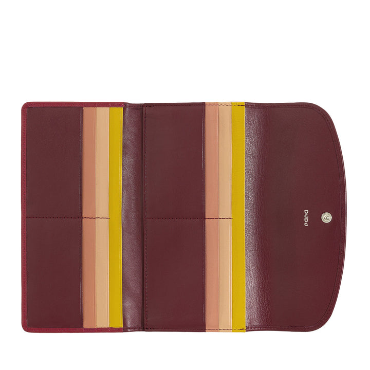 DUDU Cartera Grande de Mujer en Piel Auténtica, Blindada RFID, Carteras con Monedero con Cremallera, Múltiples Compartimentos