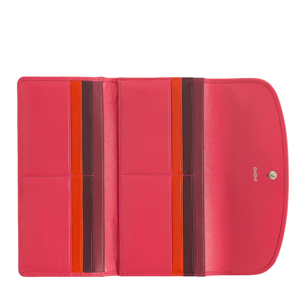 DUDU Cartera Grande de Mujer en Piel Auténtica, Blindada RFID, Carteras con Monedero con Cremallera, Múltiples Compartimentos