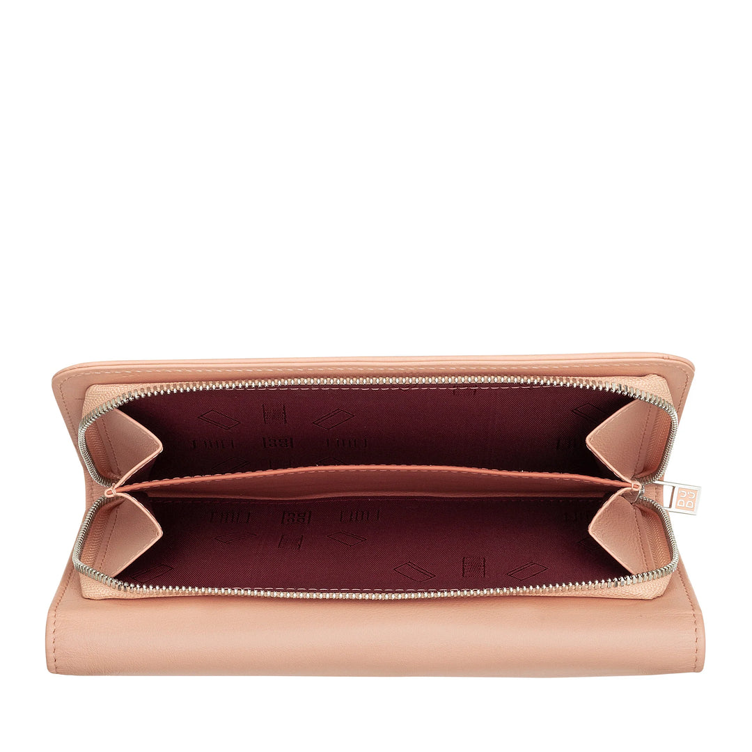 DUDU Cartera Grande de Mujer en Piel Auténtica, Blindada RFID, Carteras con Monedero con Cremallera, Múltiples Compartimentos