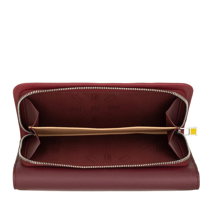 DUDU Cartera Grande de Mujer en Piel Auténtica, Blindada RFID, Carteras con Monedero con Cremallera, Múltiples Compartimentos
