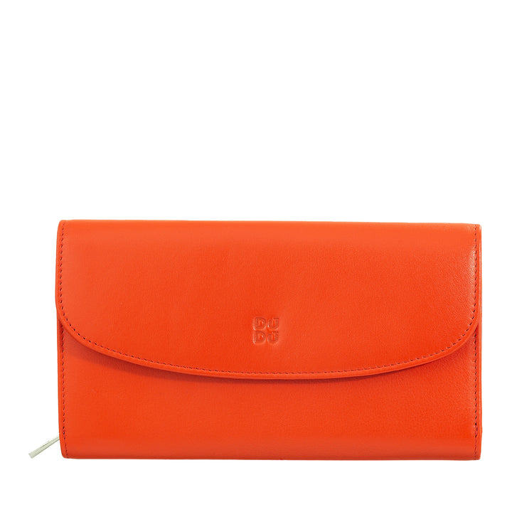 DUDU Cartera Grande para Mujer en Piel auténtica, Blindaje RFID, Carteras con Monedero con Cremallera, Multicompartimentos