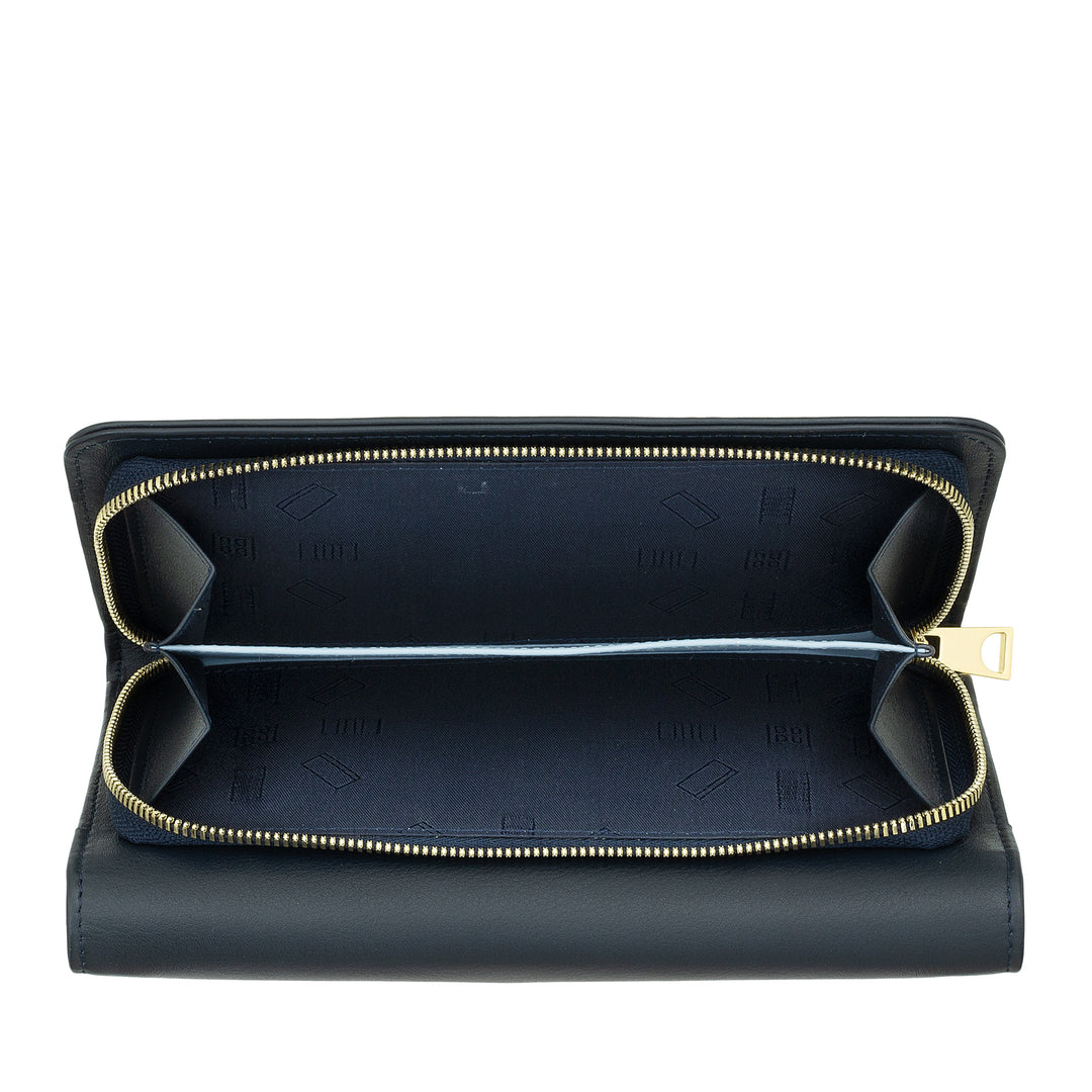 DUDU Cartera Grande para Mujer en Piel auténtica, Blindaje RFID, Carteras con Monedero con Cremallera, Multicompartimentos