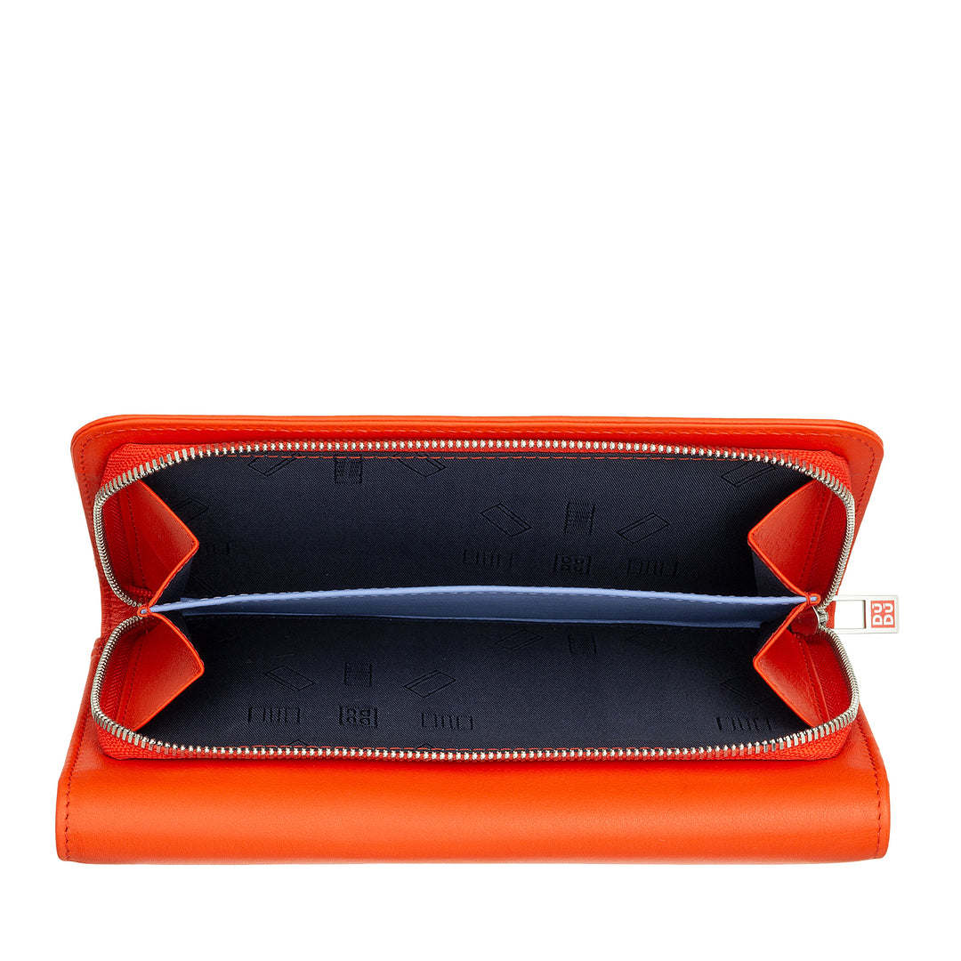 DUDU Cartera Grande para Mujer en Piel auténtica, Blindaje RFID, Carteras con Monedero con Cremallera, Multicompartimentos