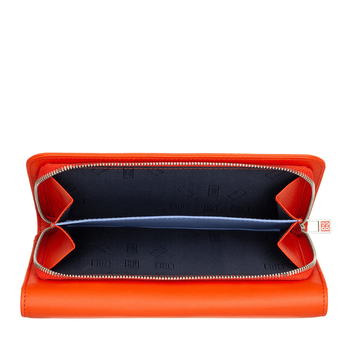 DUDU Cartera Grande para Mujer en Piel auténtica, Blindaje RFID, Carteras con Monedero con Cremallera, Multicompartimentos