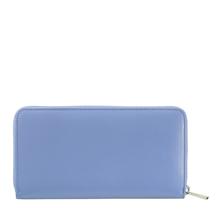 DUDU Cartera grande de mujer RFID en piel auténtica de color con cremallera alrededor