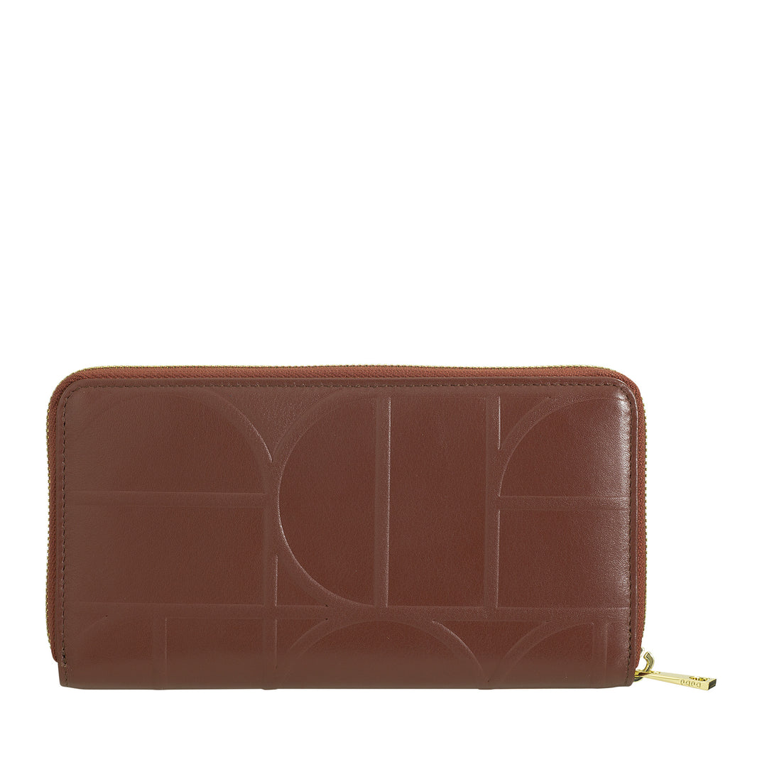 DUDU Grand portefeuille RFID pour femme en cuir véritable imprimé, portefeuilles zippés avec porte-monnaie, porte-cartes et fermeture éclair complète