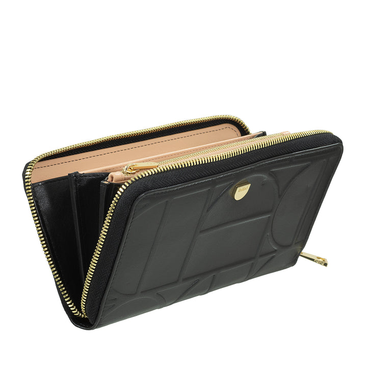 DUDU Grand portefeuille RFID pour femme en cuir véritable imprimé, portefeuilles zippés avec porte-monnaie, porte-cartes et fermeture éclair complète