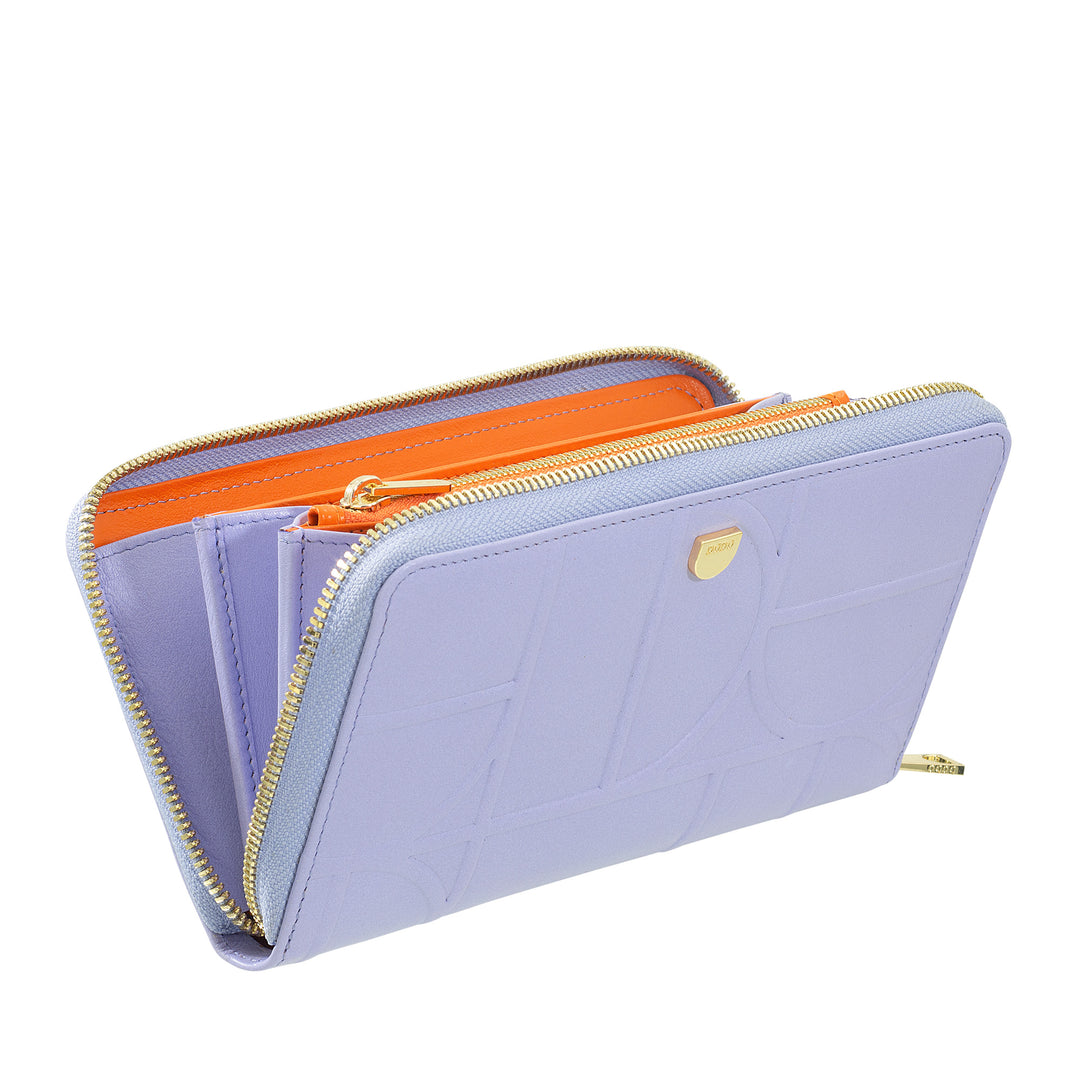 DUDU Grand portefeuille RFID pour femme en cuir véritable imprimé, portefeuilles zippés avec porte-monnaie, porte-cartes et fermeture éclair complète