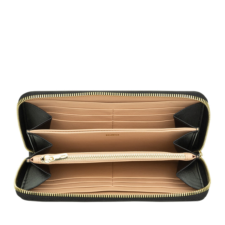 DUDU Grand portefeuille RFID pour femme en cuir véritable imprimé, portefeuilles zippés avec porte-monnaie, porte-cartes et fermeture éclair complète