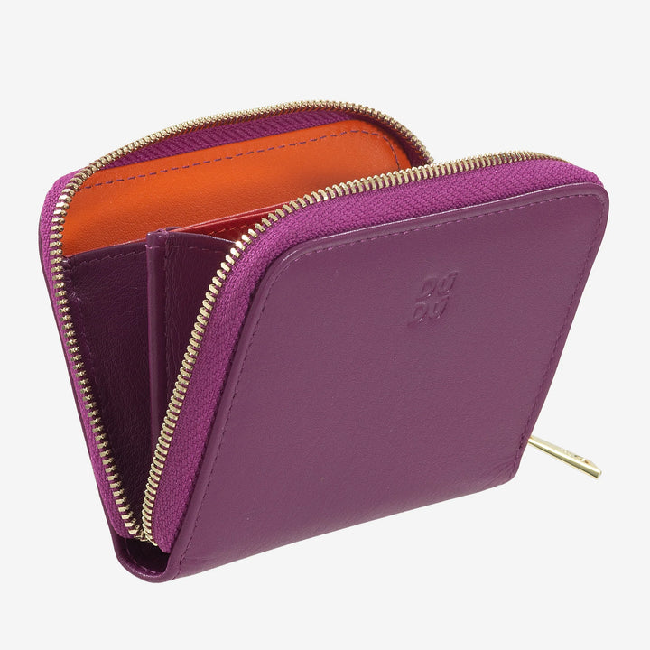 DUDU Monedero de Bolsillo Pequeño para Hombre y Mujer en Piel de Color con Cremallera, Tarjeteros, Cartera Compacta
