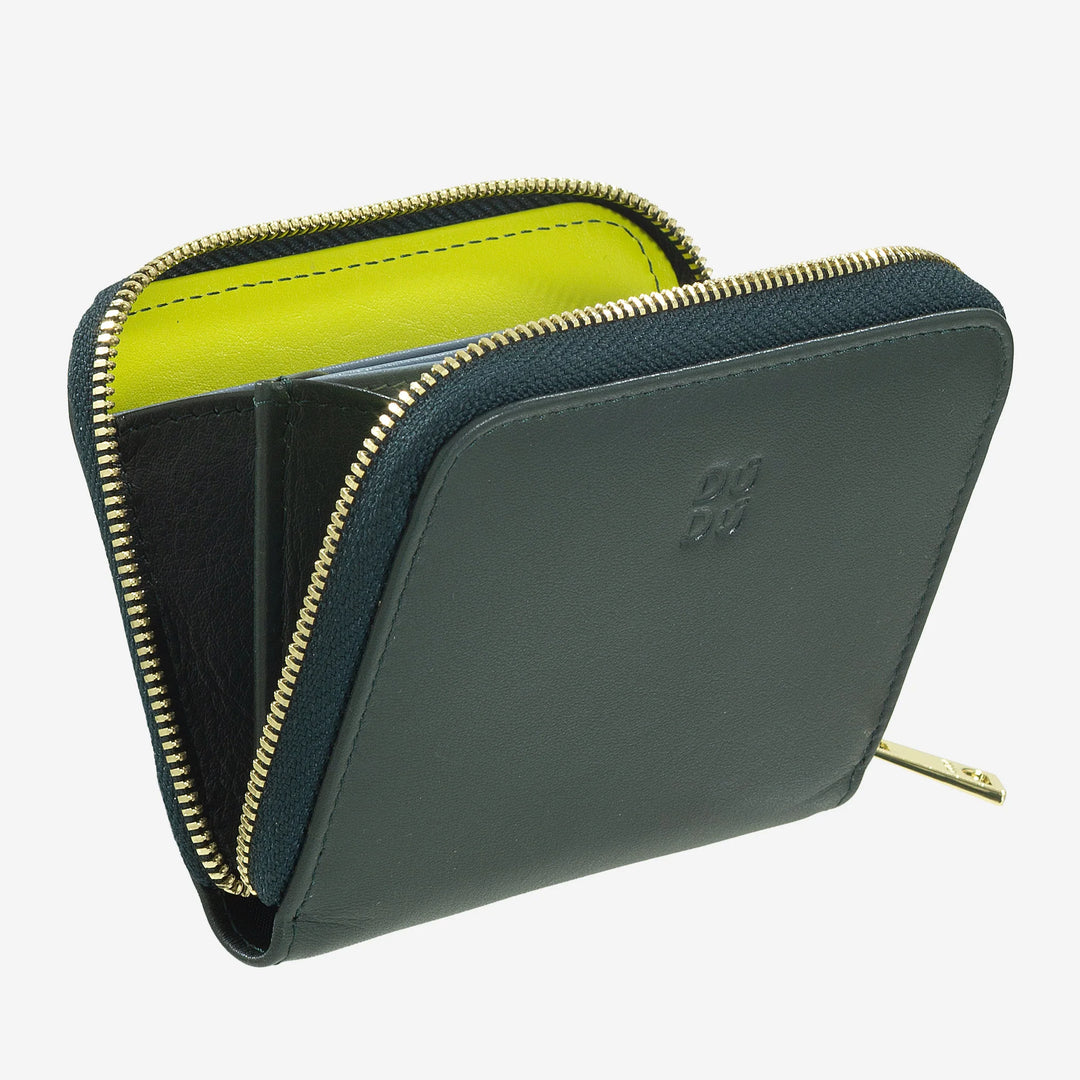 DUDU Monedero de Bolsillo Pequeño para Hombre y Mujer en Piel de Color con Cremallera, Tarjeteros, Cartera Compacta