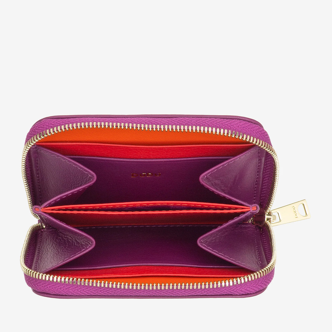 DUDU Monedero de Bolsillo Pequeño para Hombre y Mujer en Piel de Color con Cremallera, Tarjeteros, Cartera Compacta