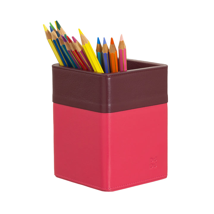 DUDU Designer Leather Desk Pen Holder, Pen Holder for Office Table, Colorful Pencil Holder