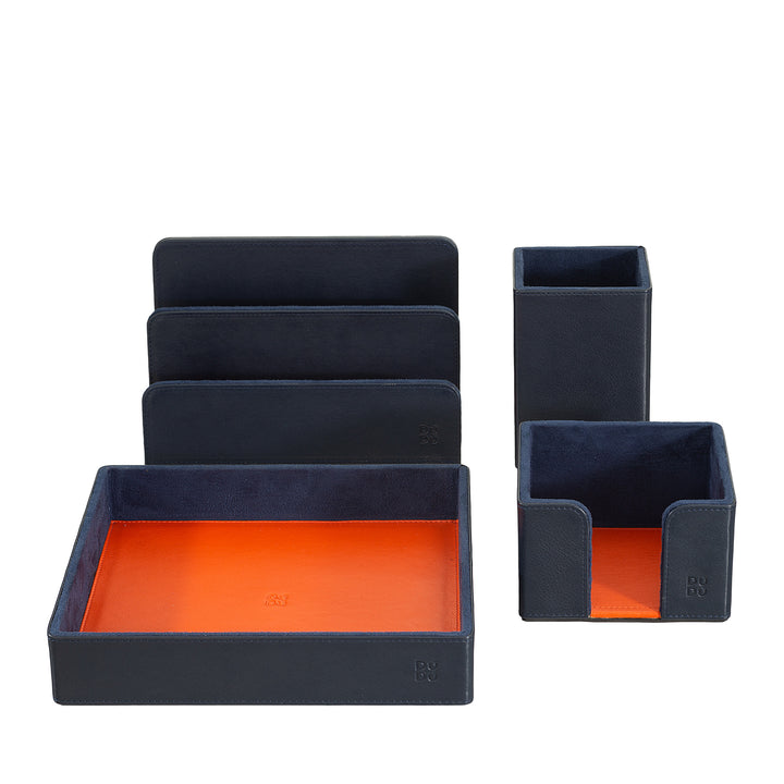 DUDU Ensemble de bureau en cuir pour le bureau 4 pièces avec plateau de poche, porte-stylo, porte-lettres, porte-bloc-notes