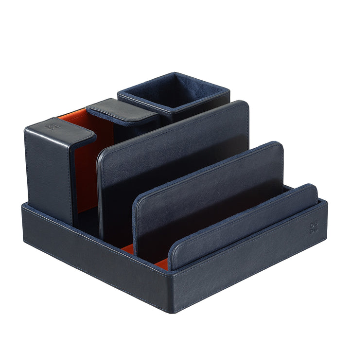 DUDU Ensemble de bureau en cuir pour le bureau 4 pièces avec plateau de poche, porte-stylo, porte-lettres, porte-bloc-notes