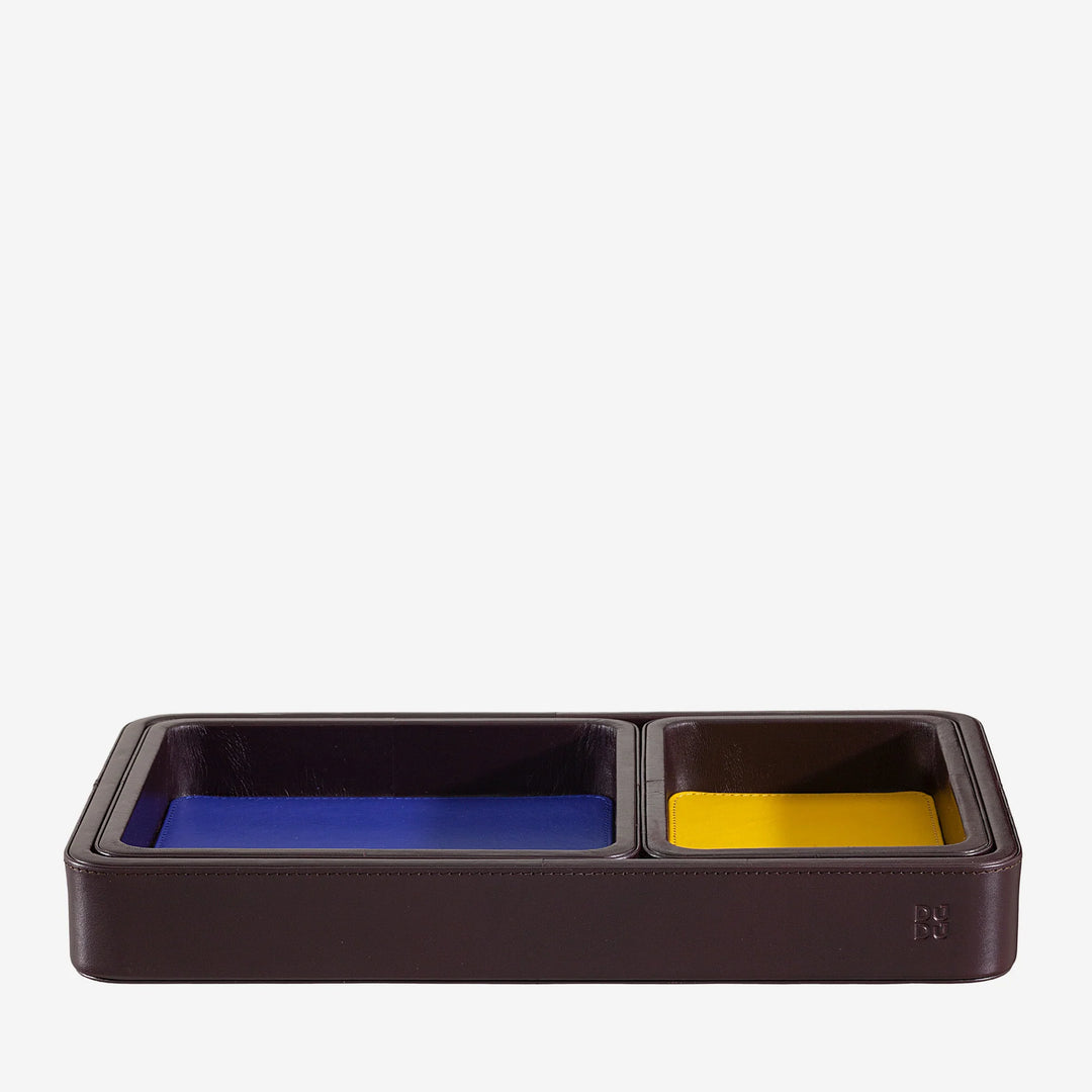 DUDU Set Svuotatasche in Pelle da 3pz, Vassoio Portaoggetti da Tavolo Casa Scrivania Ufficio, Porta Chiavi, Monete, Telefono