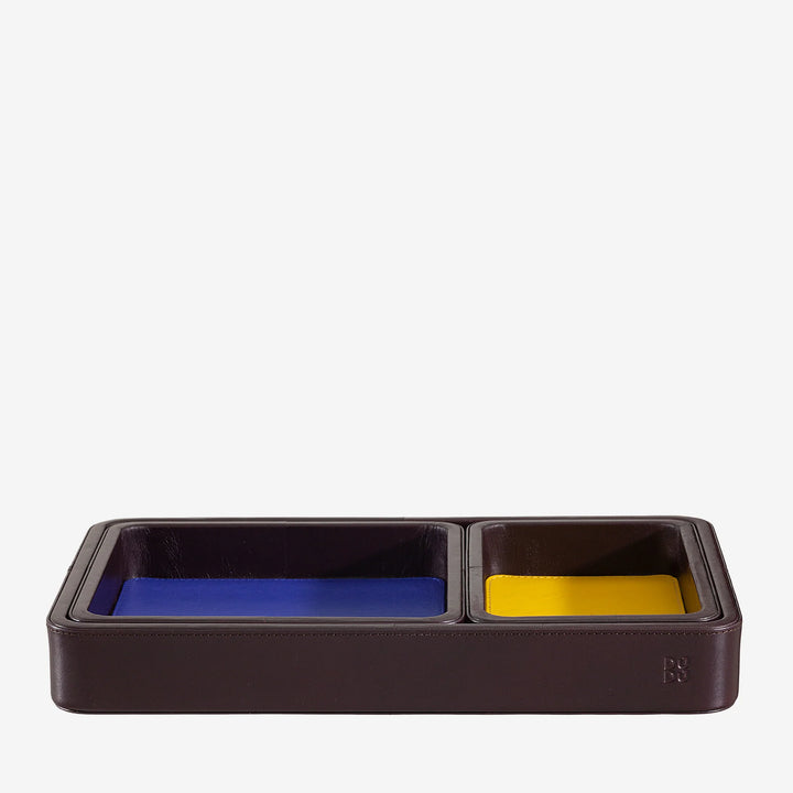 DUDU Set Svuotatasche in Pelle da 3pz, Vassoio Portaoggetti da Tavolo Casa Scrivania Ufficio, Porta Chiavi, Monete, Telefono