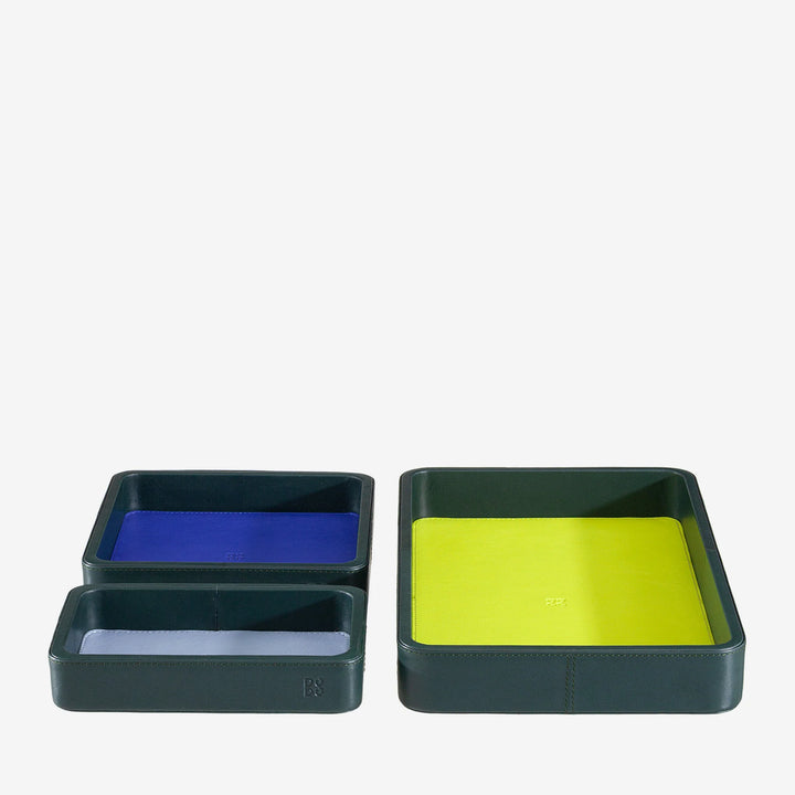 DUDU Set Svuotatasche in Pelle da 3pz, Vassoio Portaoggetti da Tavolo Casa Scrivania Ufficio, Porta Chiavi, Monete, Telefono