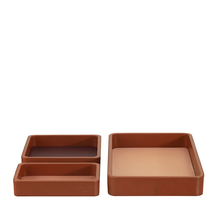 DUDU Lot de 3 plateaux de poche en cuir, plateau de rangement de table, bureau à domicile, porte-clés, pièces de monnaie, téléphone