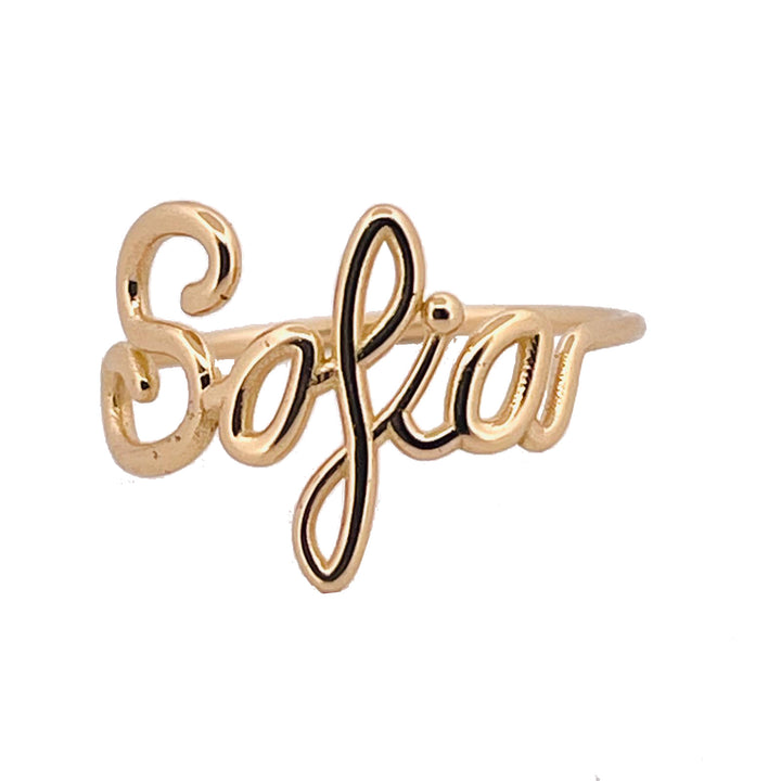 18kt gold threaded name ring