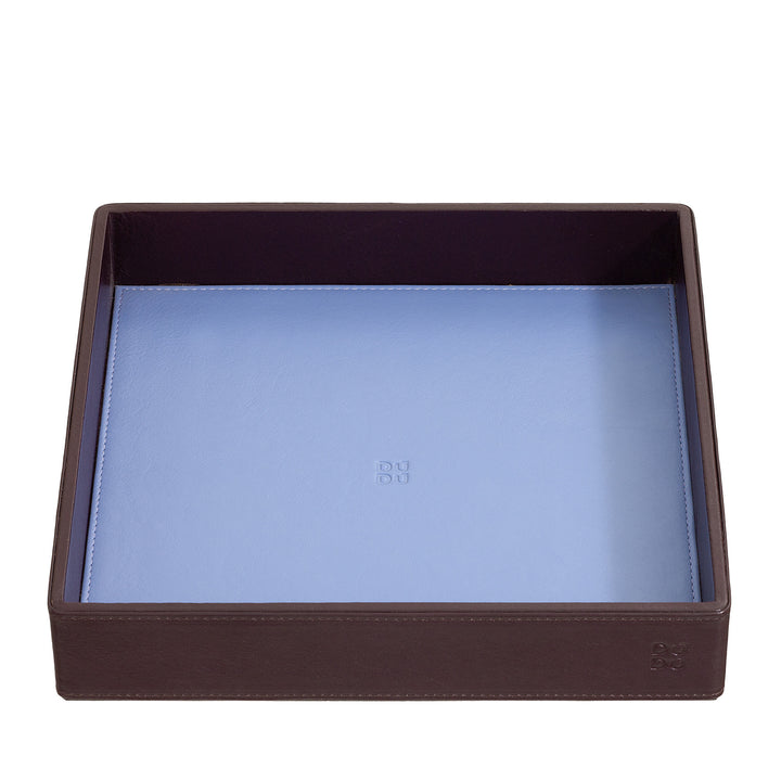 Plateau de poche en cuir coloré DUDU Entryway Designer avec boîte-cadeau