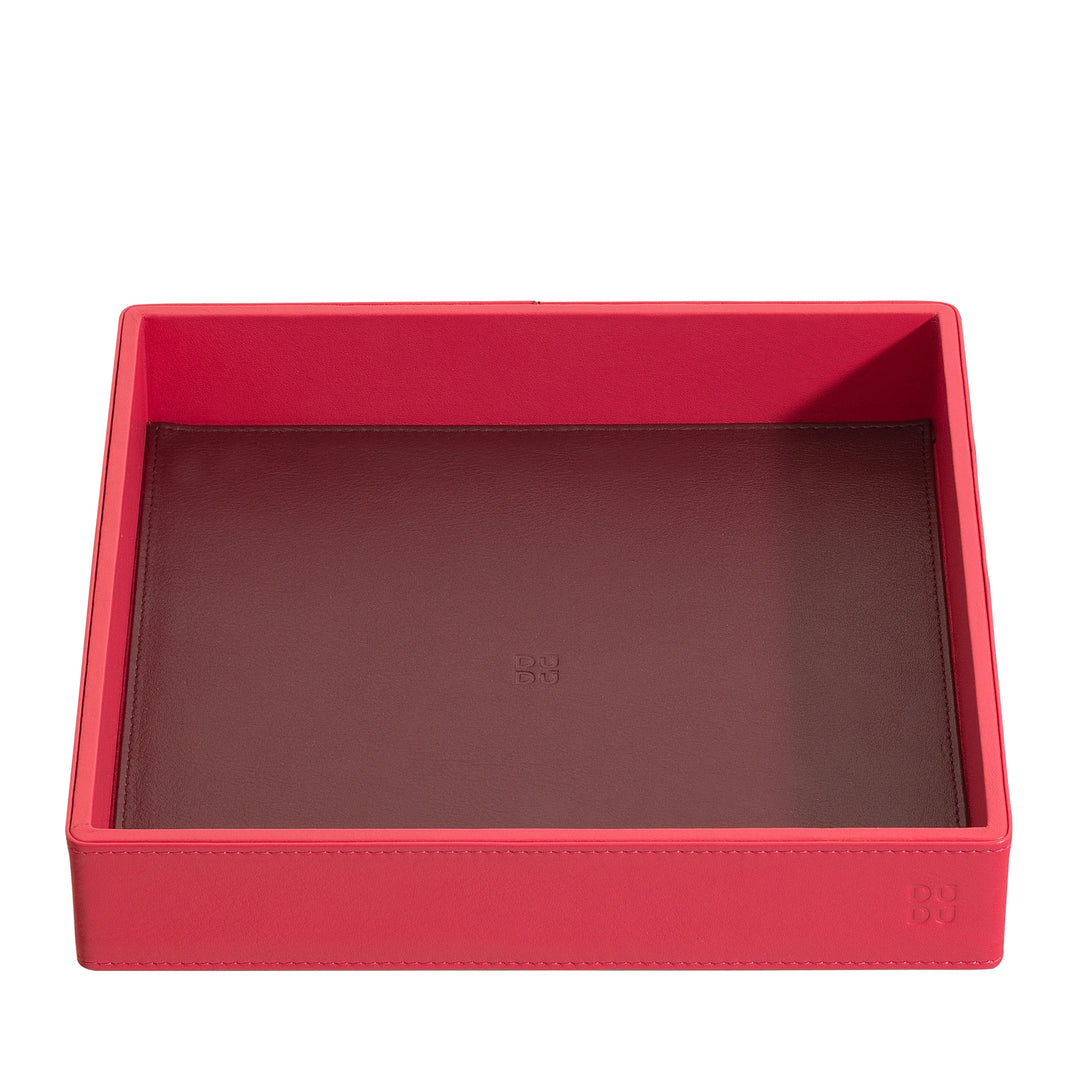 DUDU Bandeja Destasques de Cuero Colorido de Diseño para Entrada Portaobjetos con Caja de Regalo