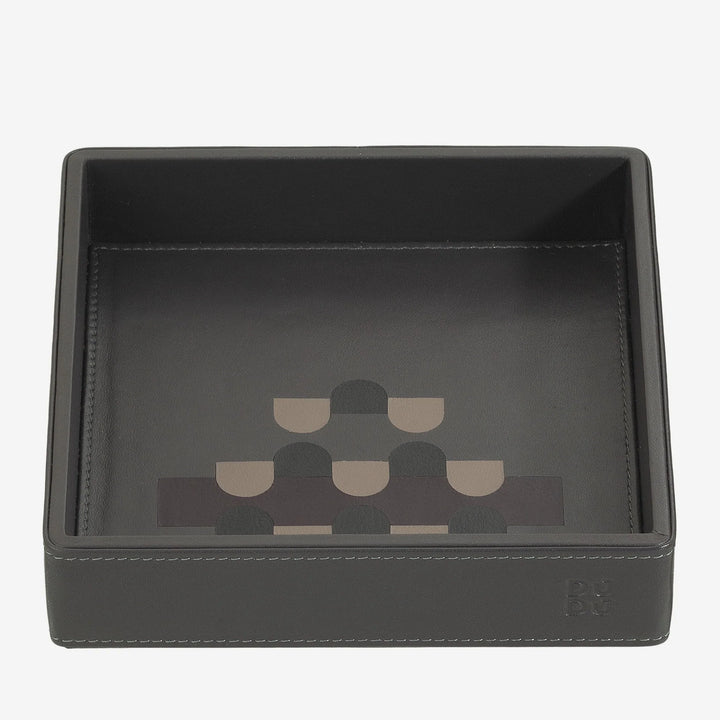 DUDU Plateau de poche en cuir coloré pour entrée, 14 x 14 cm, avec boîte cadeau