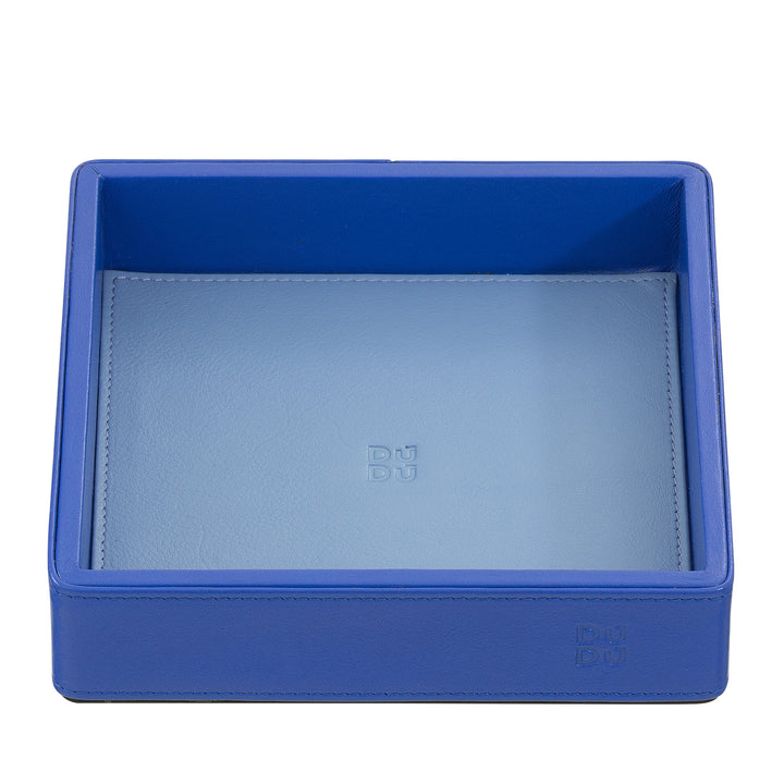 DUDU Plateau de poche en cuir coloré pour entrée, 14 x 14 cm, avec boîte cadeau