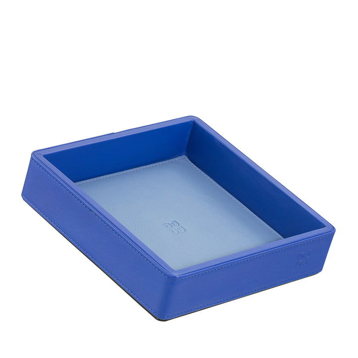 DUDU Plateau de poche en cuir coloré pour entrée, 14 x 14 cm, avec boîte cadeau