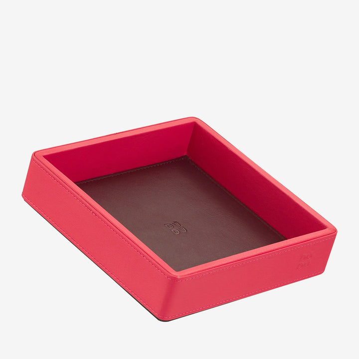 DUDU Plateau de poche en cuir coloré pour entrée, 14 x 14 cm, avec boîte cadeau