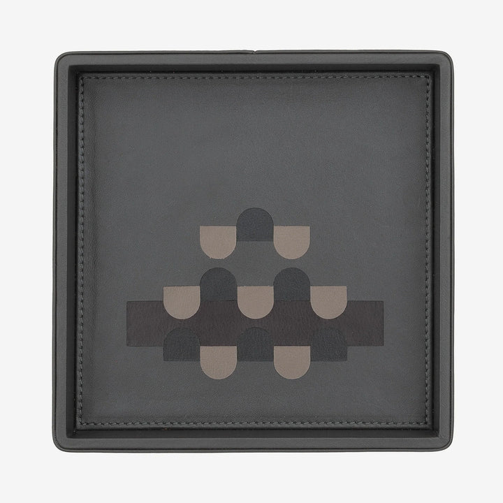 DUDU Plateau de poche en cuir coloré pour entrée, 14 x 14 cm, avec boîte cadeau