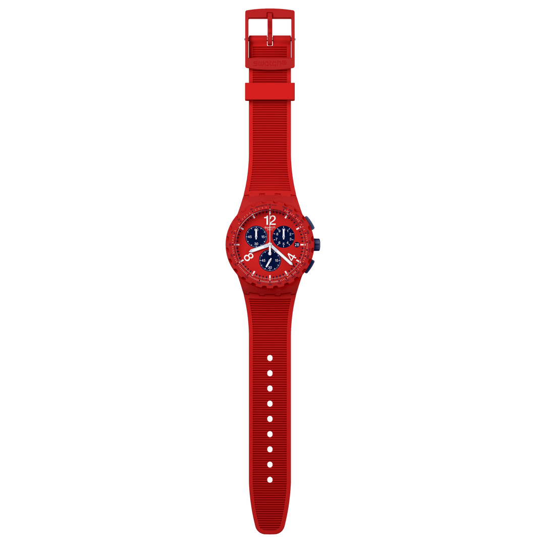 Swatch orologio PRIMARILY RED Originals Chrono 42mm SURS407 - Capodagli 1937
