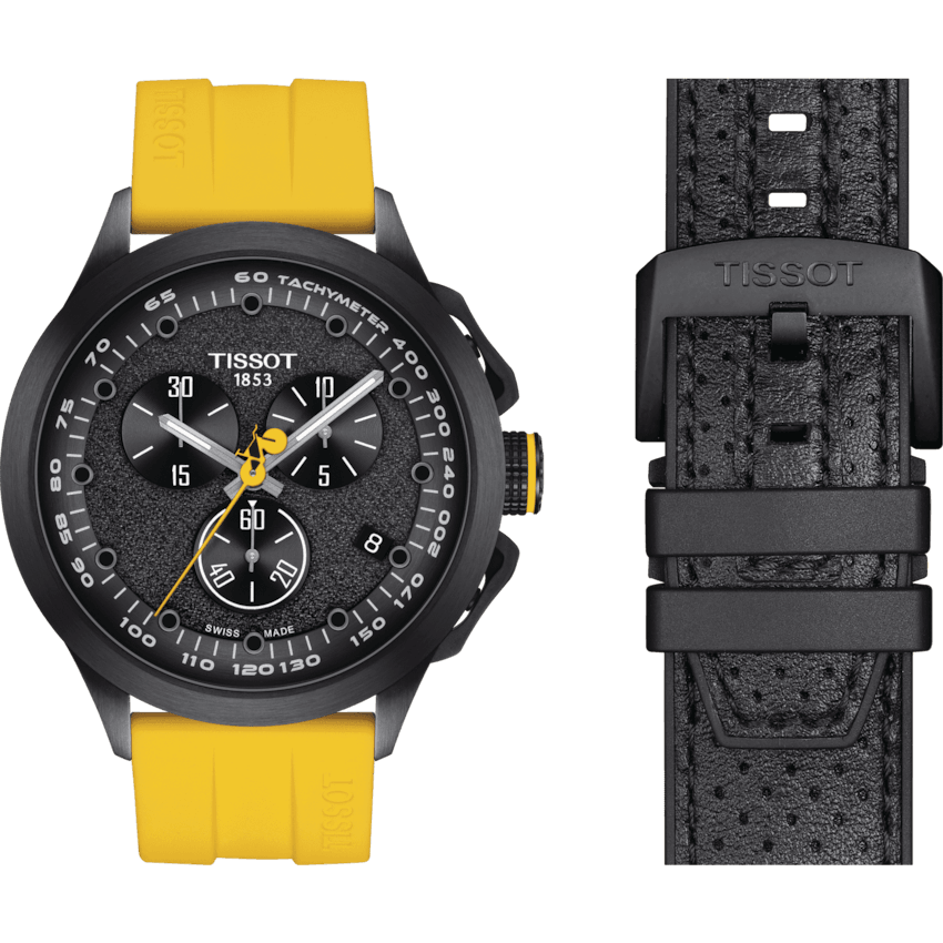 Tissot orologio T-Race Cycling Tour De France 2023 45mm nero quarzo acciaio finitura PVD nero T135.417.37.051.05 - Capodagli 1937