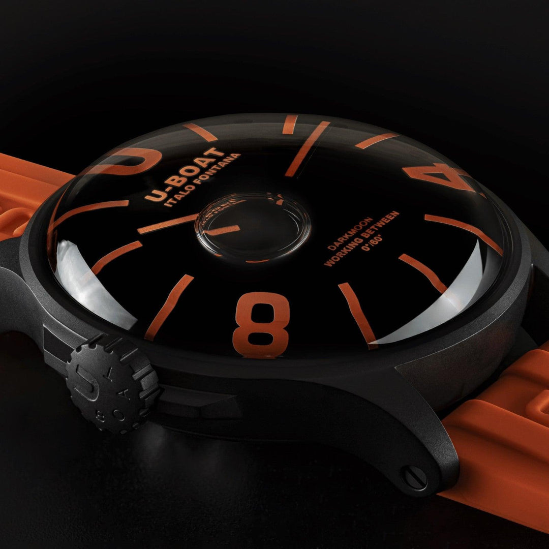 U-BOAT orologio Darkmoon BK Orange PVD 44mm nero quarzo acciaio finitura PVD nero 9538/A - Capodagli 1937