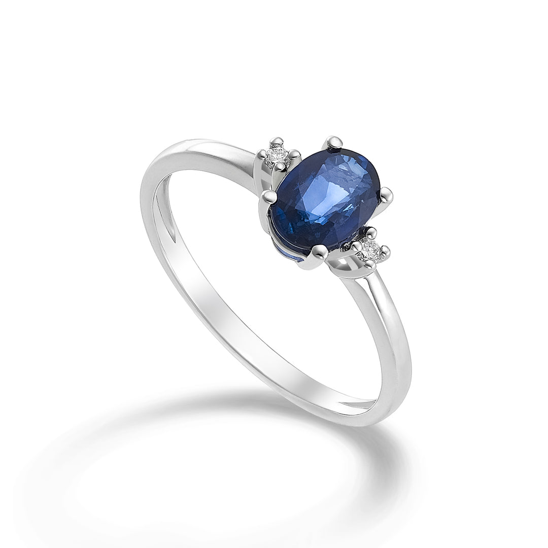 Mikiko un zafiro ovalado de 9k 7x5 ct.0,80 diam. ct.0.03 MA5073R4ZFD