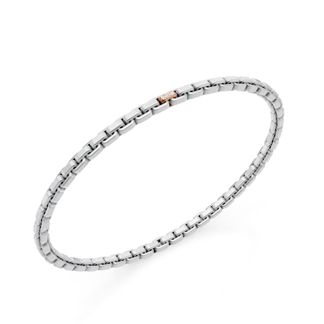 Golay platinum bracelet, with an 18k rose gold pave insert, square link, 18cm GBR033E1PTO3DI-180
