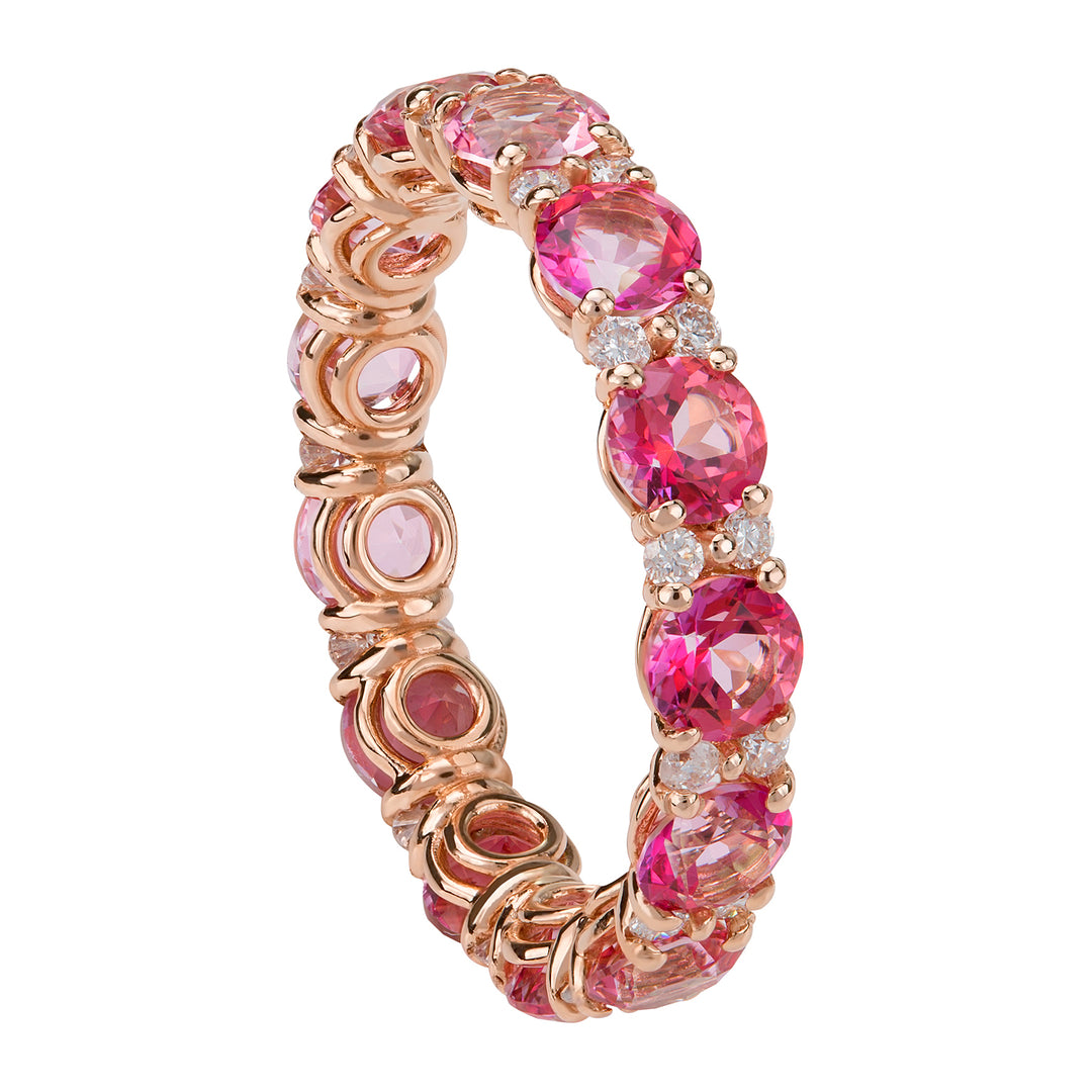 Golay eternity ring with pink topaz and diamonds AET007250DITP-18059110031