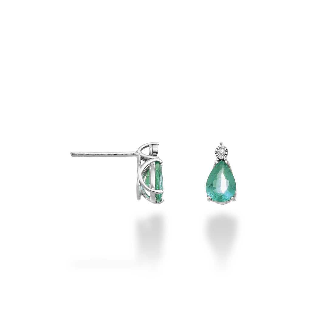 Nihama or 18k smeraldo n. goccia 7x5 con diamantino NO5177O4SMN120