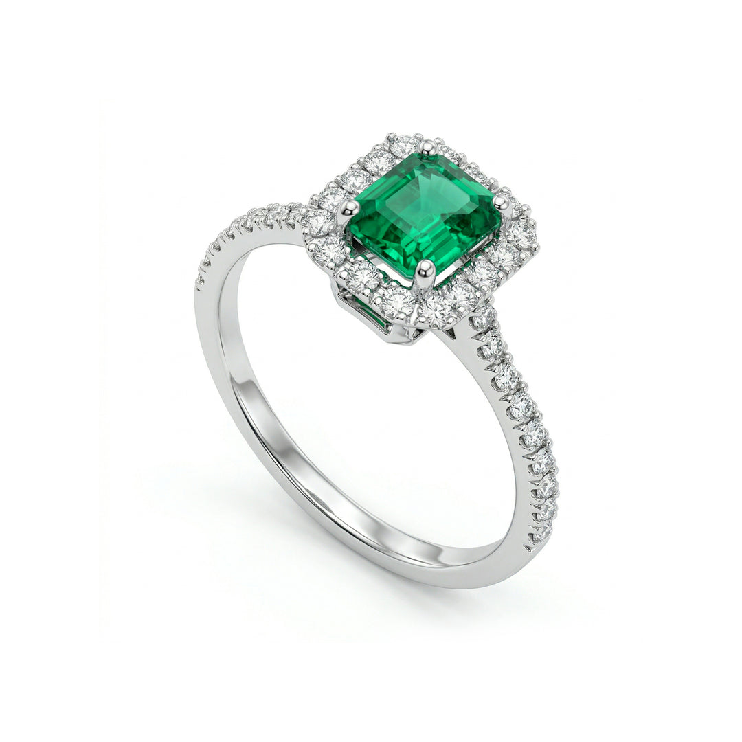 Golay anello smeraldo ottagonale 6x5 e contorno diamanti ACLC072DISM1-23213110001