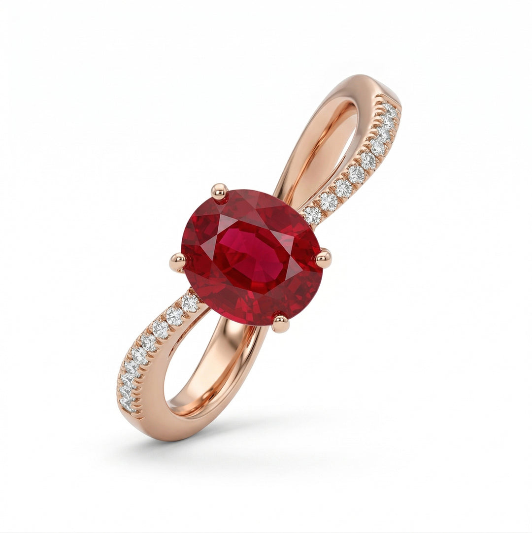Bague rubis ovale Golay 5x7 et diamants ACL013WDIRUR-16180110022