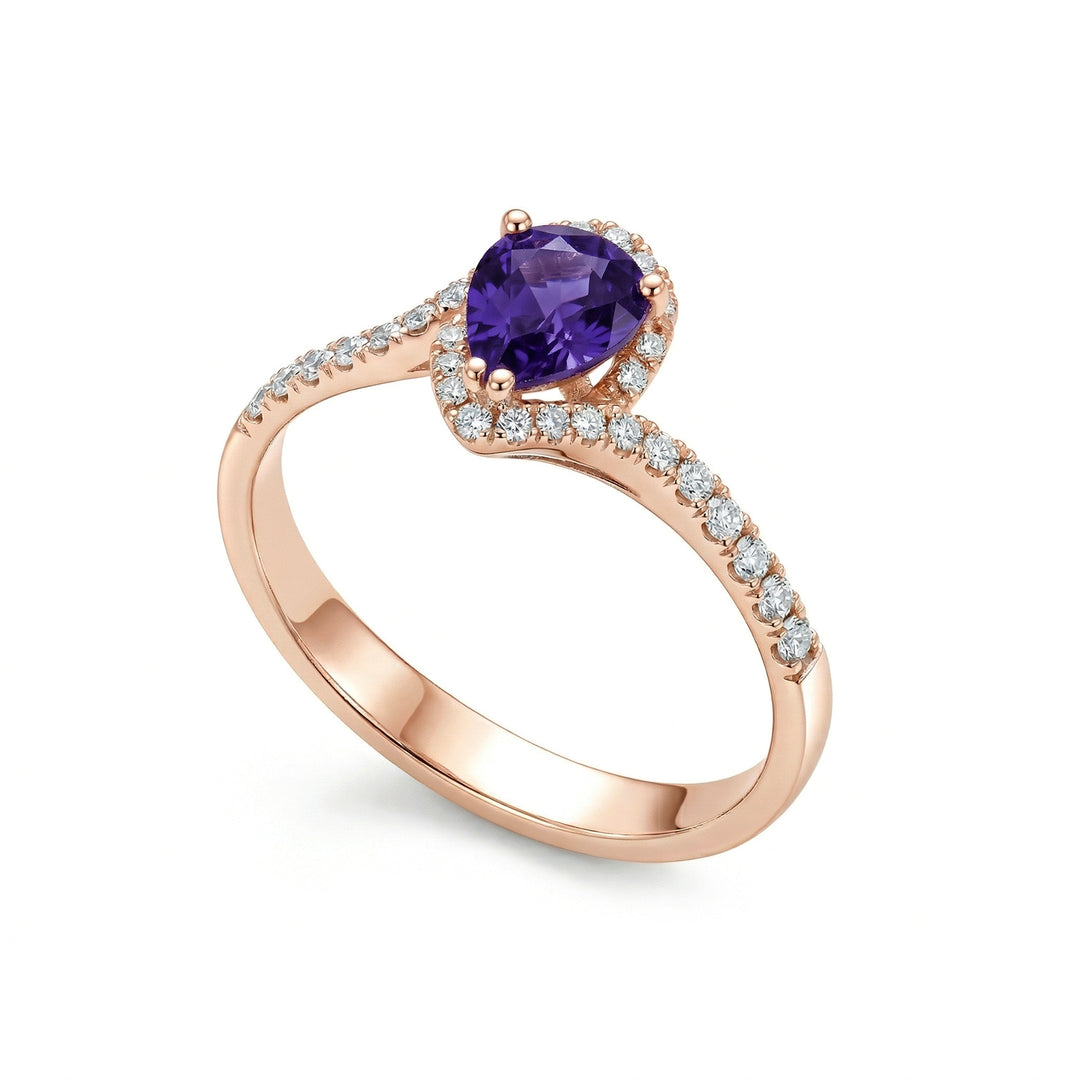 Bague Golay saphir violet/bleu goutte 5x6 avec contour ACLC028WDIZV2-21102110010
