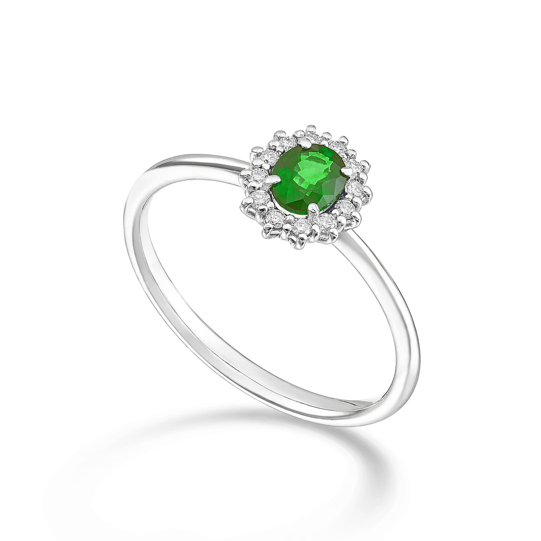 Nihama una esmeralda ovalada de 18k 5x4 ct.0,30 diam. 0,10 quilates NA5167O4BE