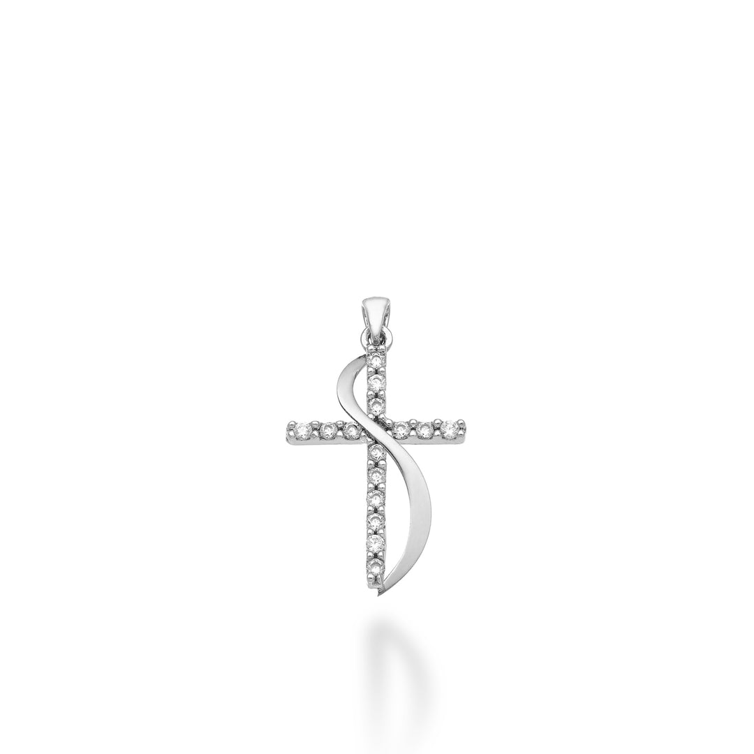 Cruz Nihama pe oro blanco 18k 0,15 ct 1,7 cm NP5019O4BR015